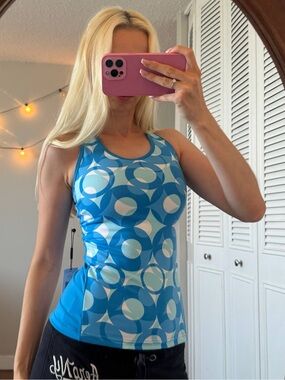 Y2K yoga style Calvin Klein Blue Geometric Tank Top- Brand New